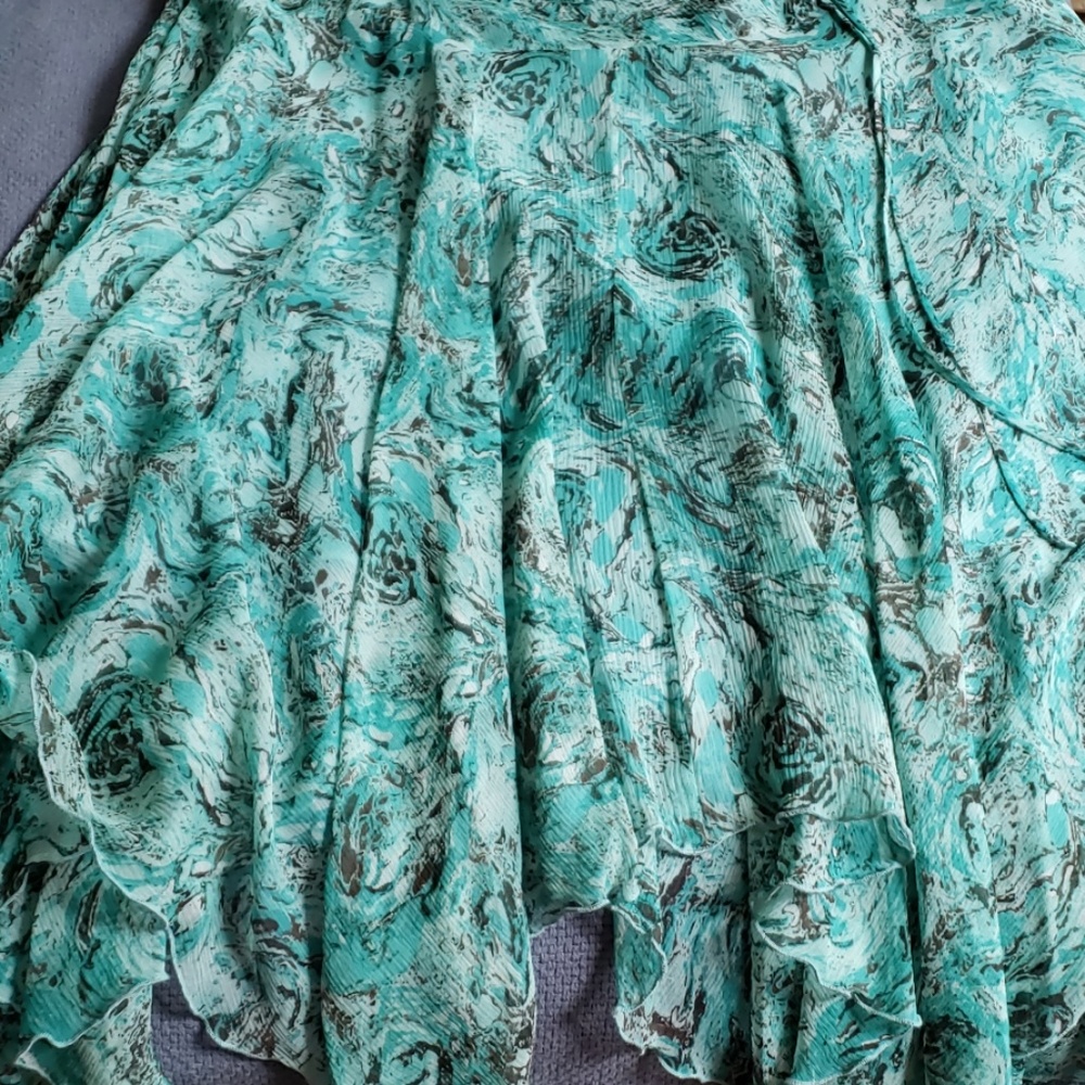Asymmetrical print silk skirt